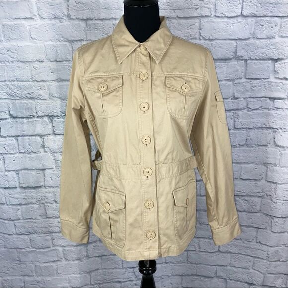 Crazy horse button up chino jacket tan size large - Picture 1 of 12